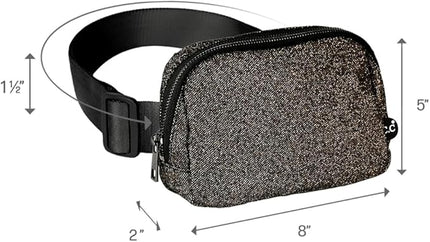 C.C Glitter Tiny Mesh Fanny Pack For Women Unisex - Shimmering Daily Waist Crossbody Belt bag With Adjustable Strap (Smokey Topaz)