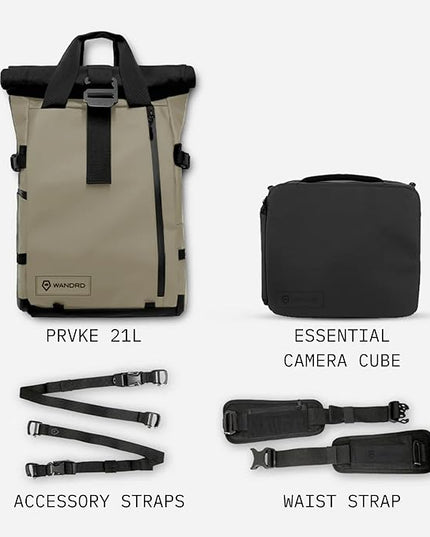 WANDRD PRVKE 21L, V3 Photography Bundle: Weather-Resistant Travel & Camera Backpack with Laptop Sleeve, Quick Side Access, Clamshell Opening – Ideal Photography & Travel Bag