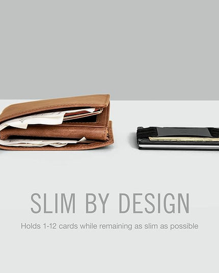 Ridge Wallet for Men - Slim Minimalist Compact Wallet and Card Holder, RFID Protected Front Pocket Wallets for Men with Integrated Cash Strap (Matte Olive)