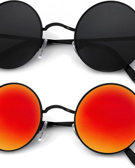 KALIYADI Round Polarized Sunglasses for Men Women Retro Metal Hippie Circle Style Sun Glasses UV Protection