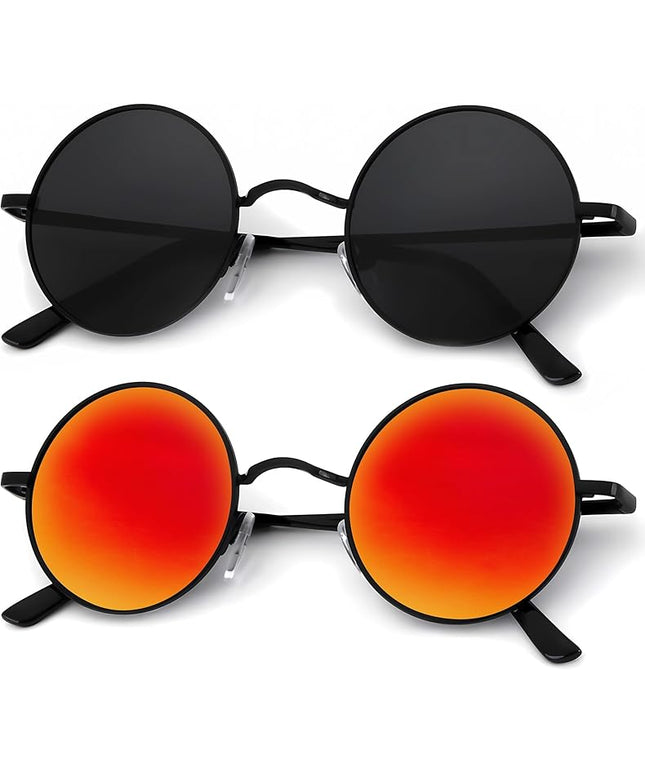 KALIYADI Round Polarized Sunglasses for Men Women Retro Metal Hippie Circle Style Sun Glasses UV Protection