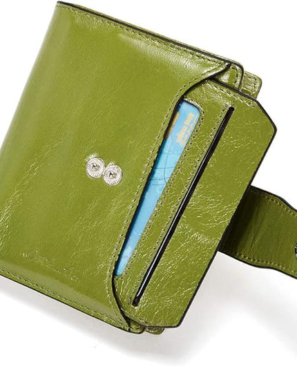 BOSTANTEN Women Leather Wallet RFID Blocking Small Bifold Zipper Pocket Wallet Card Case Purse with ID Window