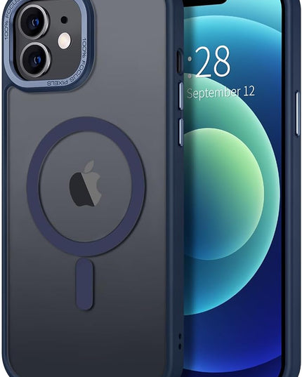 Hython Case for iPhone 12 Mini Case Magnetic Translucent Matte Phone Cases 5.4" [Compatible with MagSafe] Thin Slim Fit Shockproof Bumper Hard Protective Cover for Women Men Girls, Deep Blue