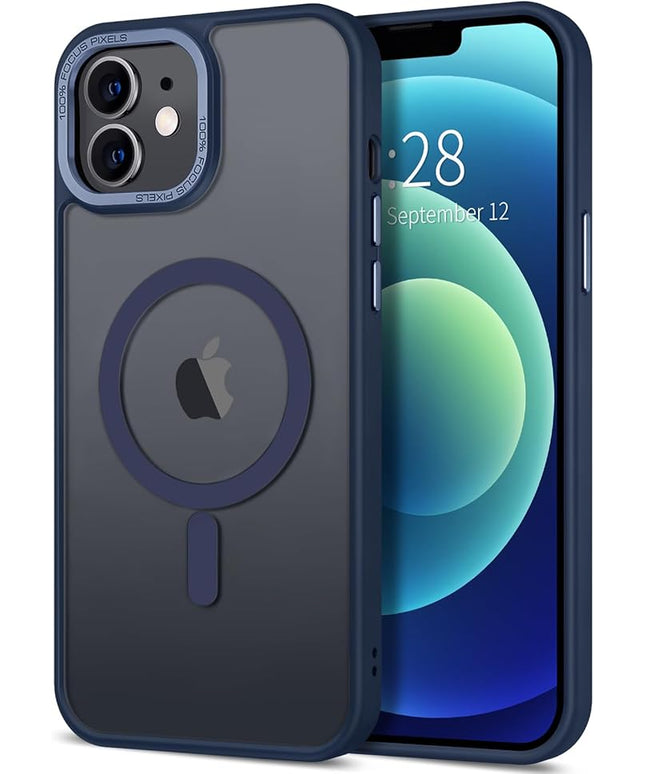 Hython Case for iPhone 12 Case Magnetic Translucent Matte Phone Cases 6.1" [Compatible with MagSafe] Thin Slim Fit Shockproof Bumper Hard Protective Cover for Women Men Girls, Deep Blue