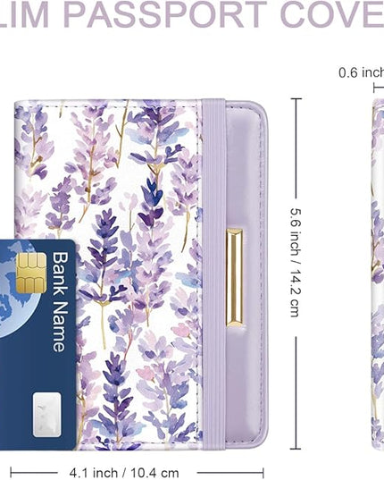 Passport Holder Cover Travel RFID Blocking Passport Cover Rose Gold Cute Flowers Passport Wallet with Elastic Band for Women