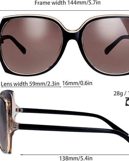 The Fresh Women's Oversized Square Jackie O Cat Eye Hybrid Butterfly Fashion Sunglasses - Exquisite Packaging