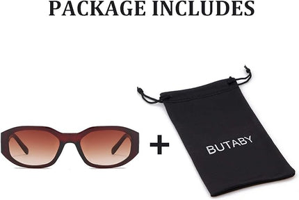 BUTABY Rectangle Sunglasses for Women Retro Driving Glasses 90’s Vintage Fashion Irregular Frame UV400 Protection