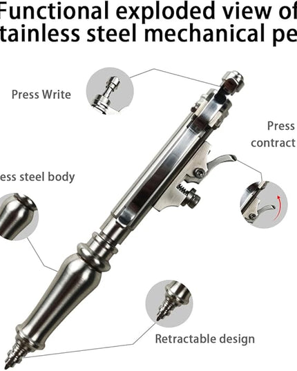 Dr. Metalleung Heavy Duty Pocket Bolt Action Pen – Retractable Stainless Steel Ballpoint Pen Clip, Refillable Ink Cartridge, Perfect for Smooth Office Writing, Everyday Carry (EDC), and Gifts