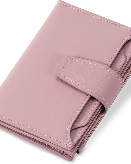 Airkit Small Wallet Women RFID Blocking Soft Leather Bifold Compact Card Holder Wallet for Women with Zipper Coin Pocket 4 ID Window