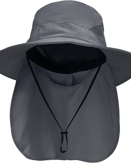 NPQQUAN Sun Hats for Men Women with Neck Flap UPF 50+ UV Protection Wide Brim Bucket Hat Safari Hiking Fishing Hats