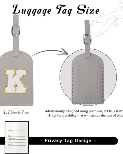 Initial Passport Cover Holder and Luggage tag Set,PU Leather Passport Case Travel Suitcase Tag with Letter Patch, Personalized Travel Luggage Accessories Gifts for Women Grils Teenage Grey Z