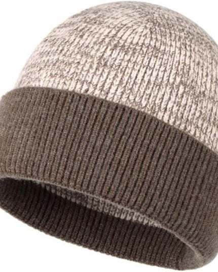 Stylish Wool Knit Short Cuff Fisherman Beanie for Men and Women Patchwork Color Unisex Cap Warm Winter Christmas Hat