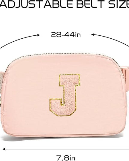 Gitus Gifts for 8 9 10 11 12 Year Old Girls Belt Bag Fanny Pack Crossbody Bags with Initial Letter Patch Cute Stuff Birthday Gifts for Teen Girls Women Personalized Trend Stuff (Coral Pink-J)
