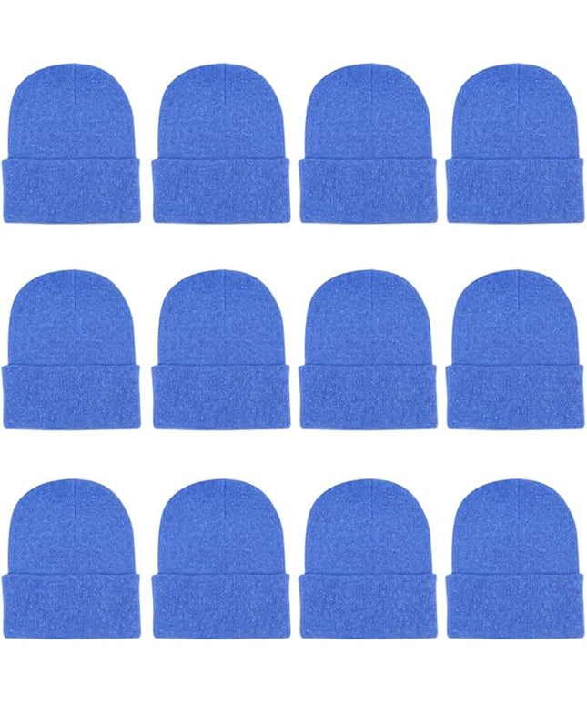 ZH 12-Pack Knitted Winter Beanie Hats for Men and Women, Warm and Cozy Cuffed Skull Caps, Bulk Purchase