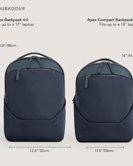 Troubadour Apex 4.0 Compact - 16L Premium Laptop Backpack - Ergonomic & Water Resistant - Designed for Work and Travel - Ink Blue