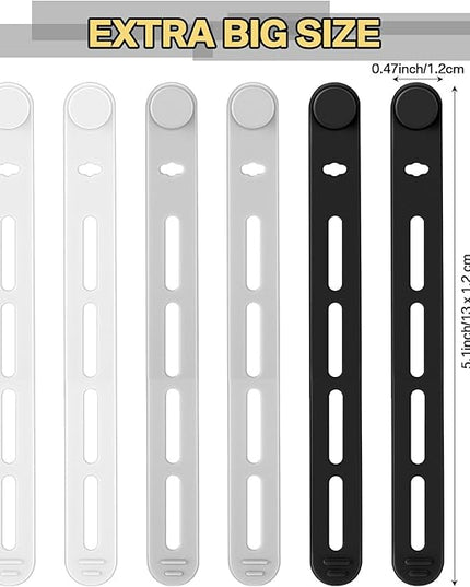 42 Pcs Silicone Cable Ties Reusable Cord Straps Multipurpose Elastic Cable Organizer for Bundling Fastening Earphone Phone Charger Home Office School(Black White Grey)