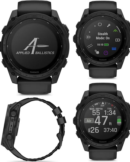 Wearable4U Garmin Tactix 8, 51mm Solar, Elite, Titanium Bezel, Sapphire Lens, Premium Tactical GPS Smartwatch, Includes Applied Ballistics Ultralight Elite Solver, 40 M Dive Rating w Earbuds Bundle