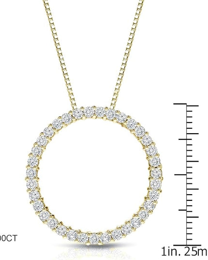 Diamond Wish 1/6 to 1 Carat Diamond Circle of Life Round Pendant Necklace for Women in 14k Gold (I1-I2, cttw) on 18 Inch Long Chain with Spring Ring Clasp