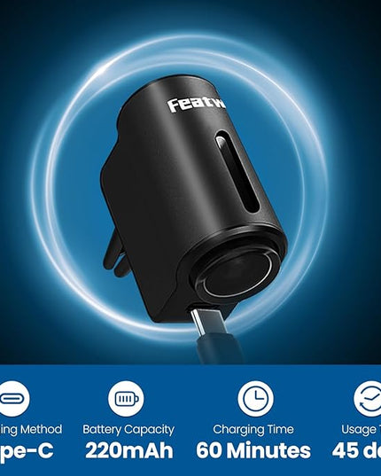 Featwell Car Air Freshener, Three Adjustable Modes Intelligent Car Aroma Diffuser, Rechargeable Car Aroma Diffuser, Black