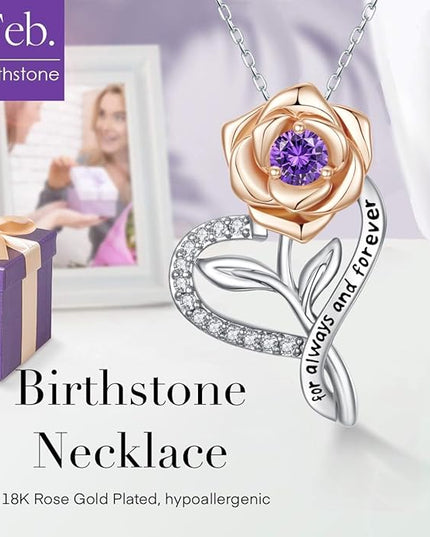 LAVALE Heart Birthstone Necklace for Women, Ideal Anniversary Birthday Gifts for Women Wife Girlfriend Her, Amazing Valentine's day Gift for Mom Women