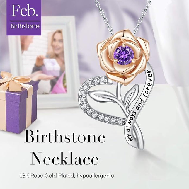 LAVALE Heart Birthstone Necklace for Women, Ideal Anniversary Birthday Gifts for Women Wife Girlfriend Her, Amazing Valentine's day Gift for Mom Women