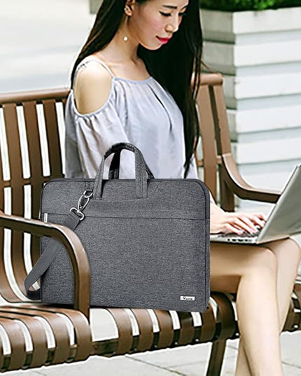 Voova Laptop Bag 17 17.3 Inch Water-resistant Laptop Sleeve Case with Shoulder Straps & Handle, Computer Case Cover Slim Briefcase Compatible with 17-18” Hp Dell Asus Acer, Grey