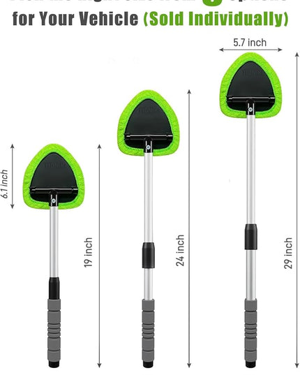 XINDELL Windshield Cleaner Tool – Car Interior Window Cleaning Kit with Extendable Handle & 4 Microfiber Pads, Auto Wiper Inside Windshield Brush for Car & Home Windows