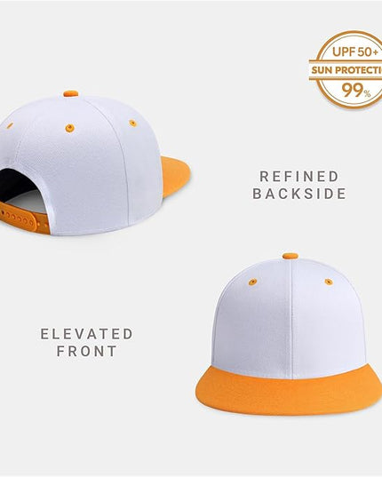 CHOK.LIDS Flat Bill Visor Classic Snapback Hat Blank Adjustable Brim High Top End Trendy Color Style Plain Tone Baseball Cap