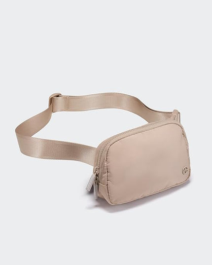 Pander Two Way Zipper Fanny Pack Nylon Everywhere Belt Bag for Women, Water Repellent Waist Packs, Crossbody Bags with Adjustable Strap (Raw Linen).