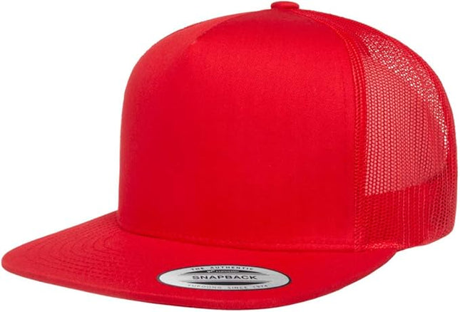 Yupoong 5-Panel YP Classic Trucker Cap | High Profile Flat Visor Snapback | OSFM | Bulk Packs Available