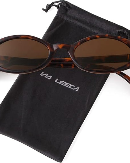 VIA LEECA Trendy Oval Sunglasses Women 90’s Vintage Sun Glasses Fashion Tinted Glasses UV400 Protection