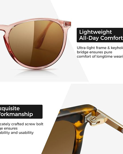 SUNGAIT Premium Vintage Round Sunglasses for Women Men Classic Retro Trendy Style