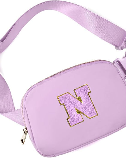 Gitus Gifts for 8 9 10 11 12 Year Old Girls Belt Bag Fanny Pack Crossbody Bags with Initial Letter Patch Cute Stuff Birthday Gifts for Teen Girls Women Personalized Trend Stuff (Lavender-N)
