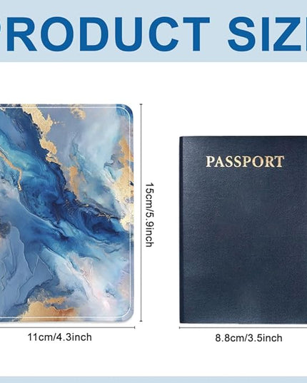 PU Leather Passport Holder Cover 5.9×4.3 Inch with Credit Card Slot and Boarding Pass Slot Combo Blocking Passport Holder Wallet Cover Case for Travel Boarding Essentials (Marble)
