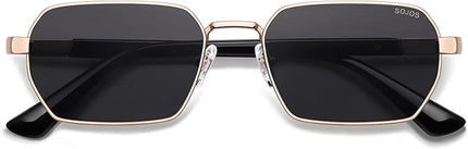 SOJOS Retro Rectangle Polarized 90s Sunglasses for Women Men,Trendy Narrow Hexagon Square Shades SJ1270