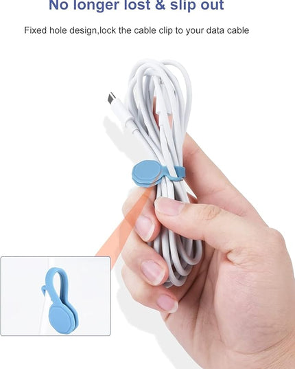 6 PCS Silicone Magnetic Cable Ties, Cable Clips Cord Organizer [1S] Management Cable Cords, Reusable Magnet Cable Organizer, Phone Cord Holder for Organizing, Bookmark Whiteboard Fridge Magnets etc