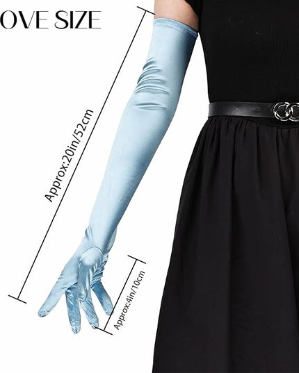 THARAHT Women Long Gloves with Satin Elbow Length for 1920s Opera Tea Party Costumes Bridal Evening Dress