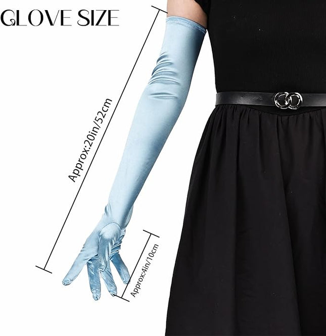 THARAHT Women Long Gloves with Satin Elbow Length for 1920s Opera Tea Party Costumes Bridal Evening Dress