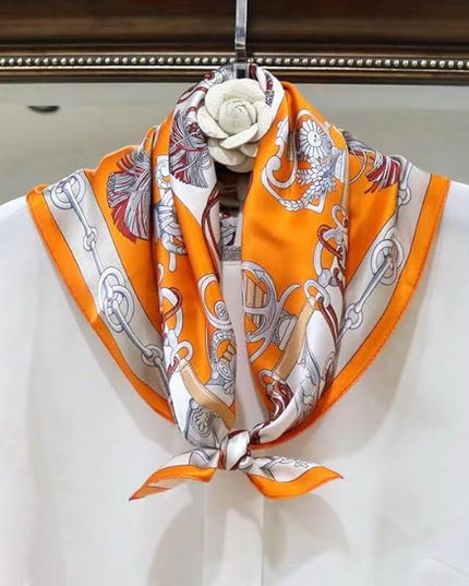 ANDANTINO 100% Mulberry Silk Scarf -21” Lightweight Square Neckerchief – Breathable Digital Printed Scarves with Gift Packed