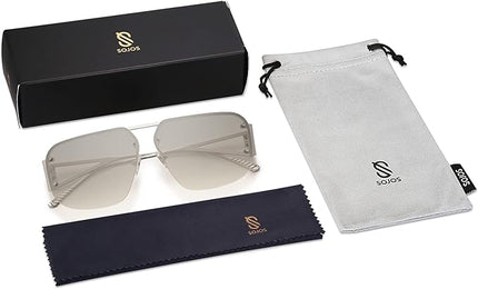 SOJOS Trendy Aviator Sunglasses Mens Womens Retro Metal Rimless Frame Shades Lentes De Sol Para Mujer SJ1192