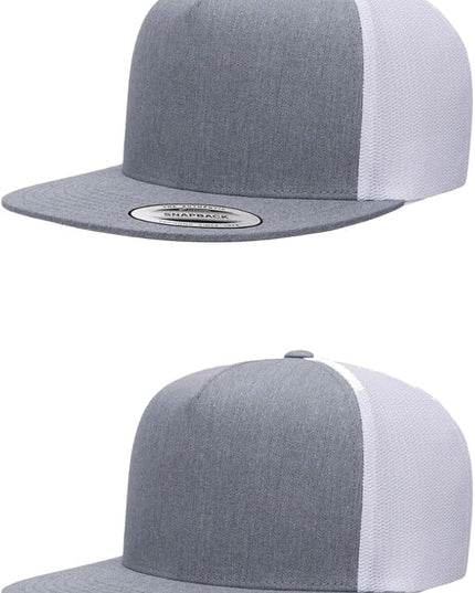 Yupoong 5-Panel YP Classic Trucker Cap | High Profile Flat Visor Snapback | OSFM | Bulk Packs Available