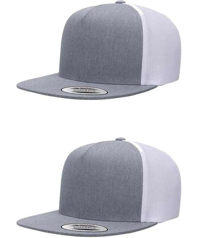 Yupoong 5-Panel YP Classic Trucker Cap | High Profile Flat Visor Snapback | OSFM | Bulk Packs Available