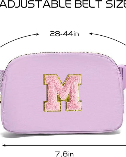 Gitus Belt Bag Fanny Pack Crossbody Bags with Initial Letter Patch Cute Stuff Birthday Gifts for Teenager Girls Trendy Preppy Stuff for Teen Girls Cool Stuff for Teens (Lavender-M)