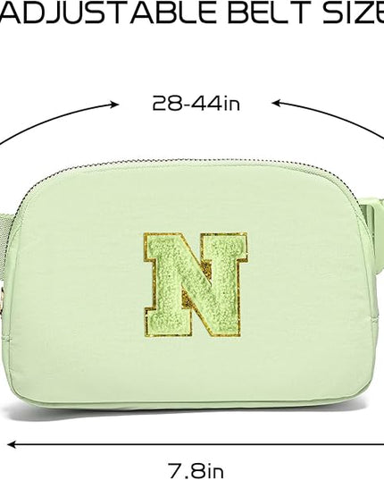 Gitus Gifts for 8 9 10 11 12 Year Old Girls Belt Bag Fanny Pack Crossbody Bags with Initial Letter Patch Cute Stuff Birthday Gifts for Teen Girls Women Personalized Trend Stuff (Light Green-N)