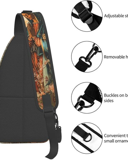 Our Lady of Guadalupe Sling Bag Crossbody Bags Clovers Chest Bag for Travel Hiking for Men Women Flower Mary 6
