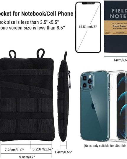 VIPERADE VE3-P EDC Pouch Small EDC Tool Bag Organiser Bag Pocket Organiser Nylon Multitool Bag Small for Torch Multitools Pen Notebook Black