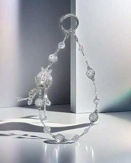 White Royal Crystal Crown Original Design Phone Charm with 2 Tether Tabs – Stylish, Durable, and Hands-Free Phone Chain – Compatible with iPhone, Samsung, Pixel & More