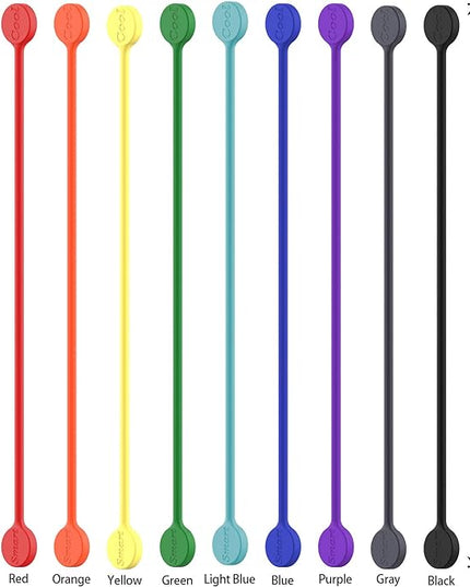SMART&COOL Reusable Silicone Magnetic Cable Ties for Bundling and Organizing, Holding Stuff, Book Markers, Fridge Magnets, Assorted Color, 7.16'' (10-Pack, Aqua)
