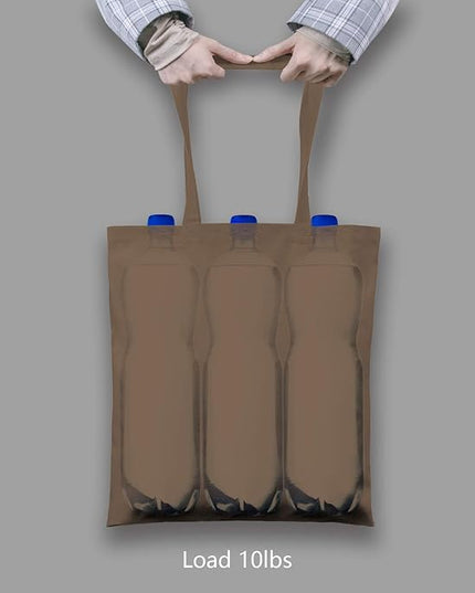 TOPDesign 24-Pack Economical 16"x15" Brown Cotton Tote Bag, Lightweight Medium Reusable Grocery Shopping Cloth Bags, Suitable for DIY, Advertising, Promotion, Gift, Activity