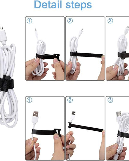 60 PCS 6 Inches Reusable Cable Ties, Adjustable Cord Straps Wire Organizer Cord Wrap and Hook Loop Cable Management